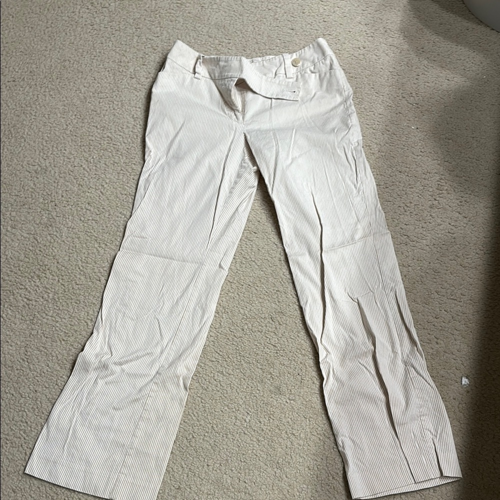 Loft White/Khaki Striped Pants